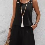 Stylish A-Line Cut Textured Vacation Two Piece Shorts Set