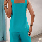 Stylish A-Line Cut Textured Vacation Two Piece Shorts Set