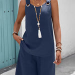 Stylish A-Line Cut Textured Vacation Two Piece Shorts Set