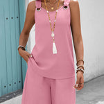 Stylish A-Line Cut Textured Vacation Two Piece Shorts Set