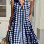 Loose Plaid A-Line Sleeveless Maxi Dress