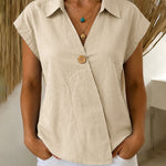 Casual Simple Slant Placket Blouse