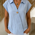 Casual Simple Slant Placket Blouse