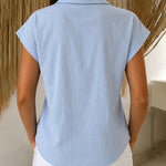 Casual Simple Slant Placket Blouse