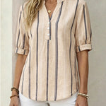 Breathable Vertical Striped Casual Blouse