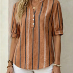 Breathable Vertical Striped Casual Blouse