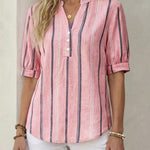 Breathable Vertical Striped Casual Blouse