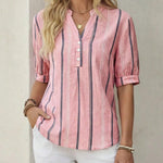 Breathable Vertical Striped Casual Blouse