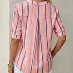 Breathable Vertical Striped Casual Blouse