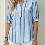 Breathable Vertical Striped Casual Blouse