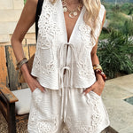 Summer Resort Embroidered Two Piece Set