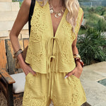 Summer Resort Embroidered Two Piece Set