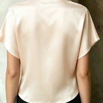 Elegant Solid Color Satin Crop Blouse