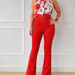 Modern Commuter Floral Halterneck Matching Set (Belt Included)