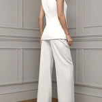 Elegant Gold Floral Button Suit Vest Pants Set