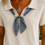 Urban Casual Lightweight Knit Top With Neck Tie