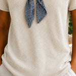Urban Casual Lightweight Knit Top With Neck Tie