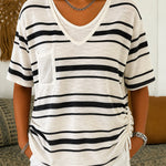 Lightweight Breathable Stripe Fake 2-Piece T-shirt