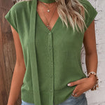 Chic Thin V-neck Knit Vest with Scarf