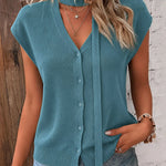 Chic Thin V-neck Knit Vest with Scarf