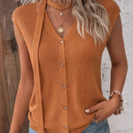 Chic Thin V-neck Knit Vest with Scarf
