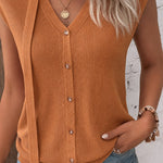 Chic Thin V-neck Knit Vest with Scarf