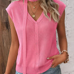 Chic Thin V-neck Knit Vest with Scarf