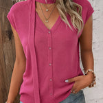 Chic Thin V-neck Knit Vest with Scarf