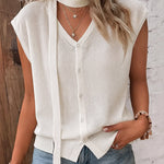 Chic Thin V-neck Knit Vest with Scarf