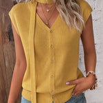 Chic Thin V-neck Knit Vest with Scarf