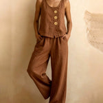 Resort Casual Comfy Sleeveless Two Piece Set