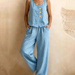 Resort Casual Comfy Sleeveless Two Piece Set