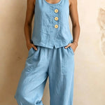 Resort Casual Comfy Sleeveless Two Piece Set