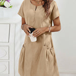 Urban Casual Cotton Blend Short Sleeve Dress