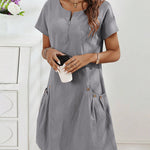 Urban Casual Cotton Blend Short Sleeve Dress