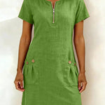 Urban Casual Cotton Blend Short Sleeve Dress