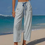 Resort Casual Stripe High Waisted Pants