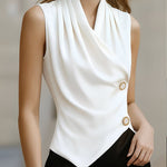 Business Casual Sleeveless Wrap Front Blouse
