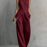 Minimalism Designer Sleeveless Matching Set