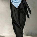 Effortless Contrast Color Sleeveless Matching Set with Waist Strap