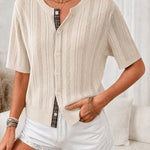 Chic French Style Cable Knit Cardigan Blouse
