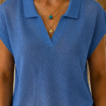 Classic Polo Collar Short Sleeve Knit Top