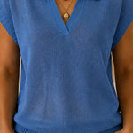 Classic Polo Collar Short Sleeve Knit Top