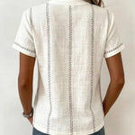 Summer Casual Contrast Stitched Henley Top