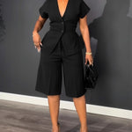 Smart Casual Short Sleeve Blazer Shorts Matching Set