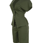 Smart Casual Short Sleeve Blazer Shorts Matching Set