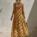 Boho Vacation Polka Dot A-Line Sleeveless Maxi Dress