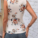 Stylish Printed V-neck Wrap Tank Top
