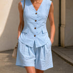 Smart Casual Commuter Vest and Shorts Matching Set