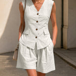 Smart Casual Commuter Vest and Shorts Matching Set